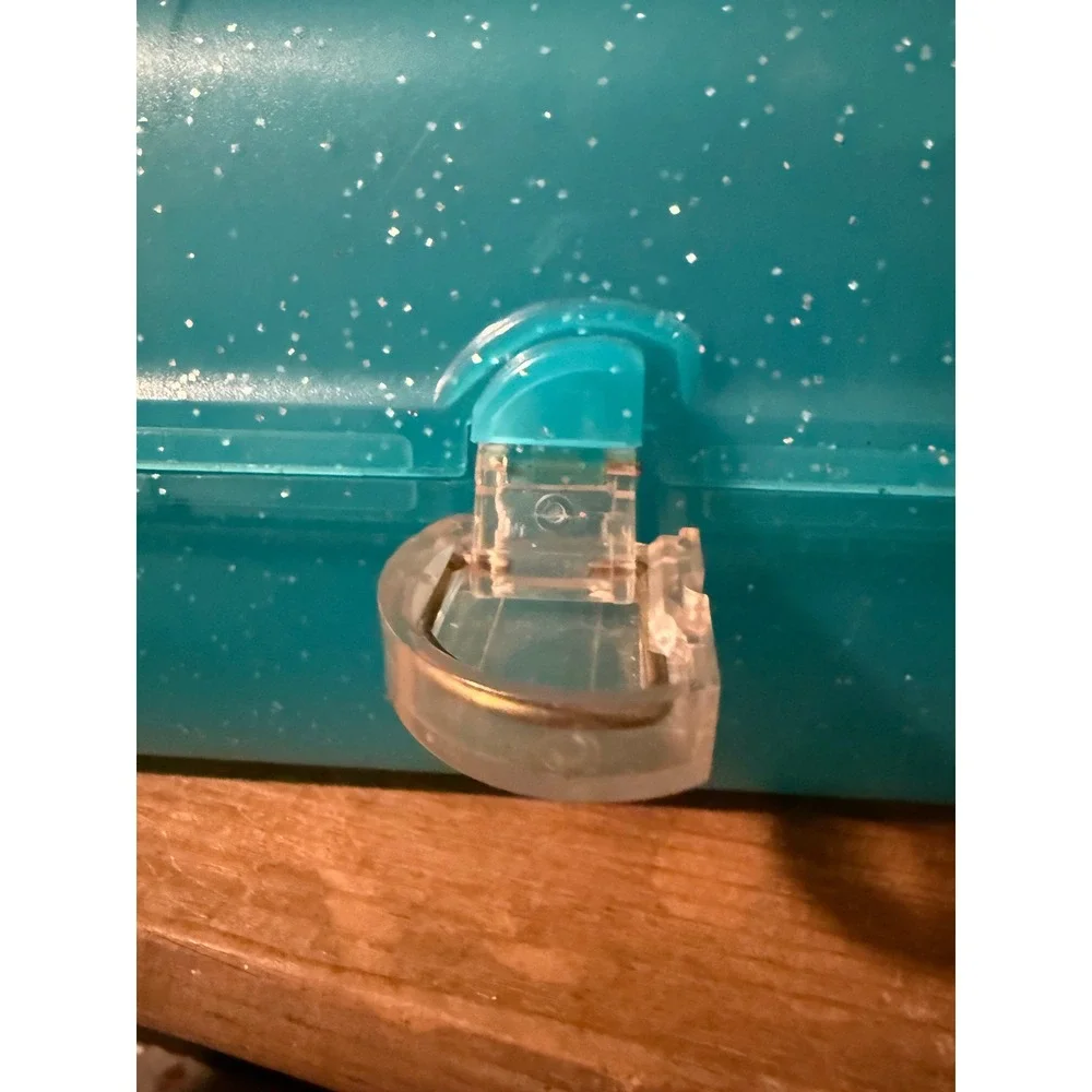 Vintage Caboodles Jellies Organizer Vanity Teal Blue Glitter Makeup Case 2762